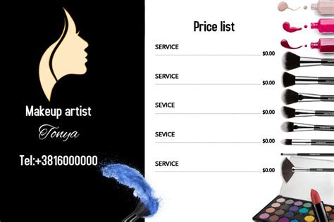 Freelance Makeup Artist Price List
